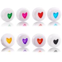 Acrylic Jewelry Beads Flat Round epoxy gel DIY & with heart pattern Sold By Bag