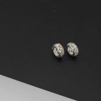 Edelstahl-Perlen mit großem Loch, Edelstahl, rund, silberfarben plattiert, Micro pave Zirkonia, 15x15x7mm, ca. 100PCs/Tasche, verkauft von Tasche