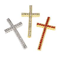 Tibetan Style Connector, Cross, plated, with rhinestone, more colors for choice, 48x24x4mm, Approx 100PCs/Bag, Sold By Bag