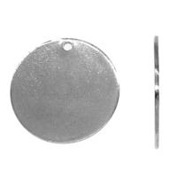 Stainless Steel Tag Charm, Round, silver color plated, other effects, 25x25x1mm, Approx 100PCs/Bag, Sold By Bag