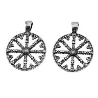 Stainless Steel Pendants, Round, silver color plated, other effects, 54x41x4mm, Approx 10PCs/Bag, Sold By Bag