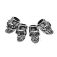 Stainless Steel Large Hole Beads, Skull, silver color plated, other effects, 17x11x10mm, Approx 100PCs/Bag, Sold By Bag