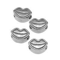 Edelstahl-Perlen mit großem Loch, Edelstahl, Lippe, silberfarben plattiert, andere Effekte, 10x13x8mm, ca. 100PCs/Tasche, verkauft von Tasche