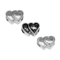 Stainless Steel Large Hole Beads, Heart, silver color plated, other effects, 9x13x8mm, Approx 100PCs/Bag, Sold By Bag