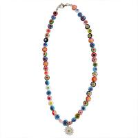 Collar de Cristal de Murano, con metal, con 2.95inch extender cadena, Flor, estilo popular & para mujer, 8mm, Vendido para aproximado 18.5 Inch Sarta