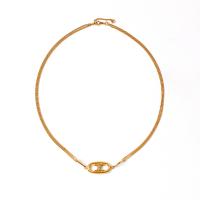 Brass Necklace, with 1.37inch extender chain, Geometrical Pattern, 18K gold plated, twist oval chain & for woman & hollow, nickel, lead & cadmium free, Sold Per Approx 16 Inch Strand