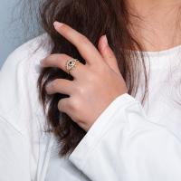 Zinc Alloy fingerring, forgyldt, mode smykker & Micro Pave cubic zirconia & for kvinde, nikkel, bly & cadmium fri, 18mm, Solgt af PC