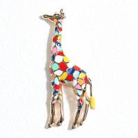 Tibetan Style Brooches, Giraffe, gold color plated, for woman & enamel, more colors for choice, 64x25mm, Sold By PC