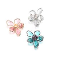 Fashion Brooch Jewelry, Brass, with Crystal, Flower, plated, micro pave cubic zirconia & for woman, more colors for choice, 37x39mm, Sold By PC