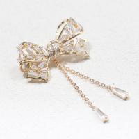 Fashion Brooch Jewelry Brass Bowknot plated micro pave cubic zirconia & for woman Sold By PC