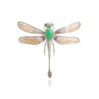 Fashion Brooch Jewelry Brass Dragonfly plated micro pave cubic zirconia & for woman & enamel Sold By PC