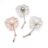 Fashion Brooch Jewelry Brass with Plastic Pearl Dandelion plated micro pave cubic zirconia & for woman Sold By PC