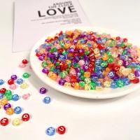 Perles acrylique alphabet, Rond, moulage par injection, DIY, multicolore, 4x7mm, 500sol/sac, Vendu par sac