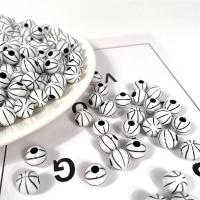 Perles acrylique de couleur unie, Rond, vernis au four, DIY, blanc, 11mm, 500sol/sac, Vendu par sac