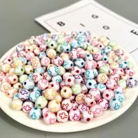 Perles acrylique de couleur unie, Rond, vernis au four, DIY, couleurs mélangées, 10mm, 500sol/sac, Vendu par sac