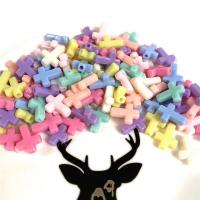 Perles acrylique de couleur unie, croix, vernis au four, DIY, couleurs mélangées, 13x16mm, 1200PC/sac, Vendu par sac