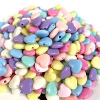 Perles acrylique de couleur unie, coeur, vernis au four, DIY, couleurs mélangées, 12mm, 1150PC/sac, Vendu par sac