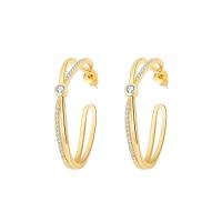 Cubic Zirconia Micro Pave Brass Earring plated fashion jewelry & micro pave cubic zirconia & for woman nickel lead & cadmium free Sold By Pair
