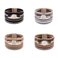 Wrap Bracelet PU Leather with Magnet & brass chain fashion jewelry & for woman & with rhinestone Sold By Strand
