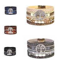 Wrap Bracelet Zinc Alloy with PU Leather fashion jewelry & for woman & with rhinestone nickel lead & cadmium free Sold By Strand