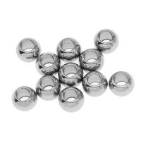 Edelstahl-Perlen mit großem Loch, Edelstahl, rund, silberfarben plattiert, keine, 10x10x7mm, ca. 100PCs/Tasche, verkauft von Tasche