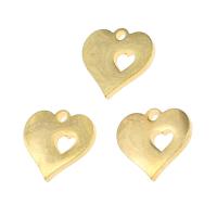 Acier inoxydable Coeur Pendentifs, Placage de couleur d'or, 12x13x1mm, Environ 100/sac, Vendu par sac