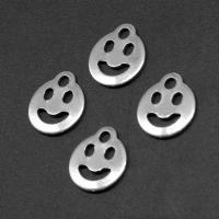 Edelstahl Schmuck Anhänger, Lächelndes Gesichte, silberfarben plattiert, 11x10x1mm, ca. 100PCs/Tasche, verkauft von Tasche