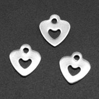 Stainless Steel Heart Pendants, silver color plated, 11x10x1mm, Approx 100PCs/Bag, Sold By Bag