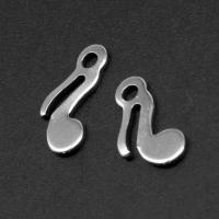 Stainless Steel Pendants, Music Note, silver color plated, 14x8x1mm, Approx 100PCs/Bag, Sold By Bag