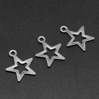 Bijoux pendentifs en acier inoxydable , étoile, Placage de couleur argentée, 17x14x1mm, Environ 200PC/sac, Vendu par sac