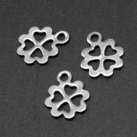 Stainless Steel Pendants, Four Leaf Clover, silver color plated, 14x10x1mm, Approx 200PCs/Bag, Sold By Bag