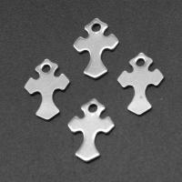 Stainless Steel Cross Pendants, silver color plated, 15x10x1mm, Approx 200PCs/Bag, Sold By Bag