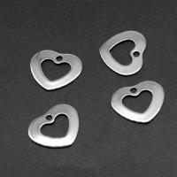 Stainless Steel Heart Pendants, silver color plated, 14x16x1mm, Approx 200PCs/Bag, Sold By Bag