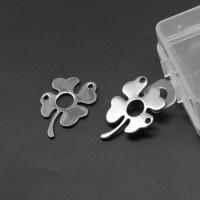 Stainless Steel Connector Four Leaf Clover silver color plated Approx Sold By Bag
