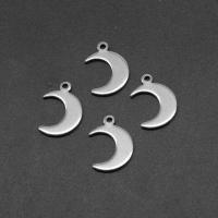 Stainless Steel Pendants, Moon, silver color plated, 16x5x1mm, Approx 200PCs/Bag, Sold By Bag