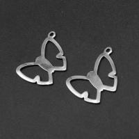 Stainless Steel Pendants, Butterfly, silver color plated, 16x20x1mm, Approx 200PCs/Bag, Sold By Bag