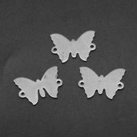 Stainless Steel Connector, Butterfly, silver color plated, 15x20x1mm, Approx 200PCs/Bag, Sold By Bag