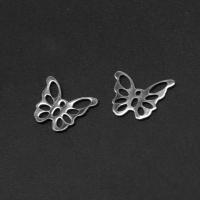 Stainless Steel Pendants, Butterfly, silver color plated, 10x15x1mm, Approx 200PCs/Bag, Sold By Bag