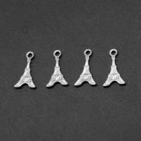 Stainless Steel Pendants, Tower, silver color plated, 137x8x1mm, Approx 200PCs/Bag, Sold By Bag