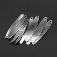 Stainless Steel Pendants, Ellipse, silver color plated, 37x8x1mm, Approx 200PCs/Bag, Sold By Bag
