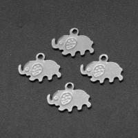 Stainless Steel Animal Pendants, Elephant, silver color plated, 9x11x1mm, Approx 200PCs/Bag, Sold By Bag