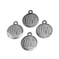 Stainless Steel Pendants, Round, plated, more colors for choice, 19x15x1mm, Approx 10PCs/Bag, Sold By Bag