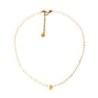 Freshwater Pearl Mässing Chain Necklace, med Mässing, med 1.77inch extender kedja, 18K guldpläterad, kulkedja & för kvinna, Såld Per Ca 14.8 inch Strand