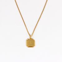 Brass Necklace, with 1.96inch extender chain, Square, 18K gold plated, twist oval chain & for woman, nickel, lead & cadmium free, 15x15mm, Sold Per Approx 18 Inch Strand