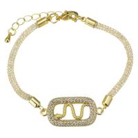 Bracelet cubique en laiton zircon pavent, avec 2 inch chaînes de rallonge, Placage de couleur d'or, pavé de micro zircon, 31x14.5mm,3mm, Vendu par Environ 7 pouce brin