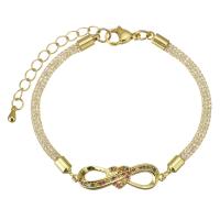 Cubic Zirconia Micro Pave Brass Bracelet with 1.5 inch extender chain gold color plated micro pave cubic zirconia 3mm Sold Per Approx 6.5 Inch Strand