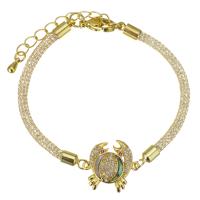 Cubic Zirconia Micro Pave Brass Bracelet, with 1.5 inch extender chain, gold color plated, micro pave cubic zirconia & enamel, 18x16.5mm,3mm, Sold Per Approx 6.5 Inch Strand
