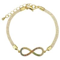 Cubic Zirconia Micro Pave Brass Bracelet, with 1.5 inch extender chain, gold color plated, micro pave cubic zirconia & hollow, 29x10mm,3mm, Sold Per Approx 6.5 Inch Strand