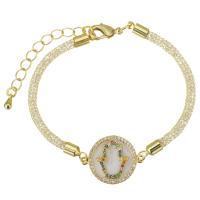 Cubic Zirconia Micro Pave Brass Bracelet with 1.5 inch extender chain gold color plated micro pave cubic zirconia & enamel 3mm Sold Per Approx 6.5 Inch Strand