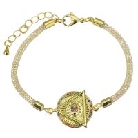 Cubic Zirconia Micro Pave Brass Bracelet with 1.5 inch extender chain gold color plated micro pave cubic zirconia & enamel 3mm Sold Per Approx 6.5 Inch Strand